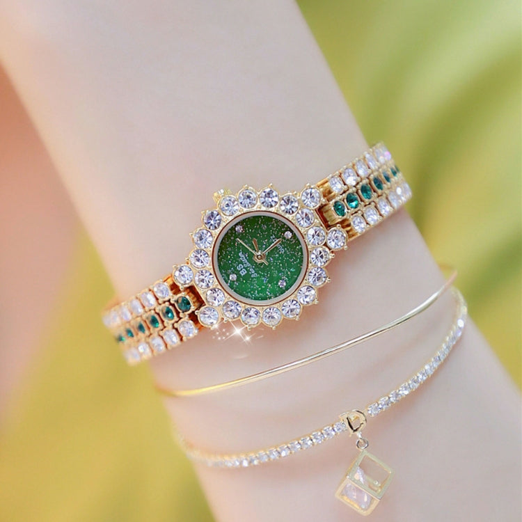 BS Bee Sister FA1580 Sparkling Full Diamond Watch Temperament Women Chain Watch, Golden Green, Golden Blue, Silver Blue, Rose Coffee