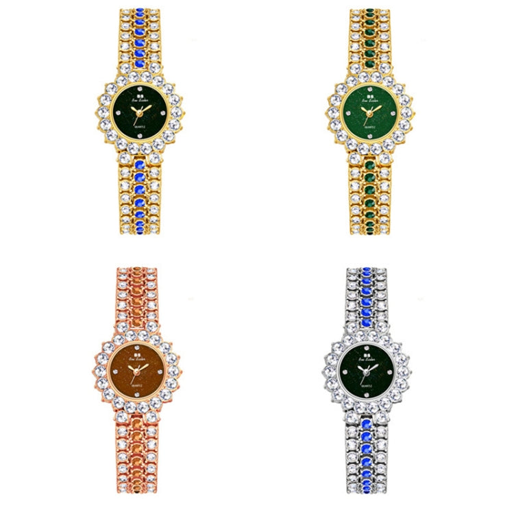 BS Bee Sister FA1580 Sparkling Full Diamond Watch Temperament Women Chain Watch, Golden Green, Golden Blue, Silver Blue, Rose Coffee