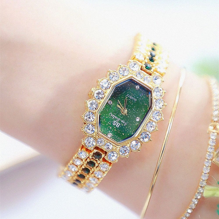 BS Bee Sister  FA1581 Niche Glitter Full Diamond Women Watch, Golden Green, Silver Blue, Rose Coffee, Silver Green