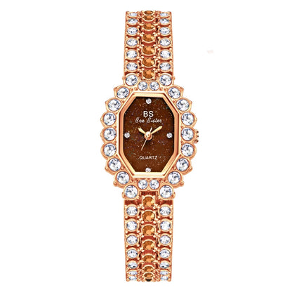 BS Bee Sister  FA1581 Niche Glitter Full Diamond Women Watch, Golden Green, Silver Blue, Rose Coffee, Silver Green