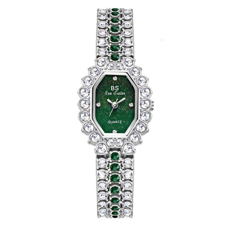 BS Bee Sister  FA1581 Niche Glitter Full Diamond Women Watch, Golden Green, Silver Blue, Rose Coffee, Silver Green