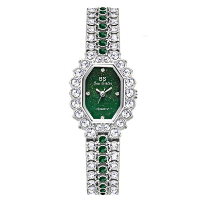 BS Bee Sister  FA1581 Niche Glitter Full Diamond Women Watch, Golden Green, Silver Blue, Rose Coffee, Silver Green