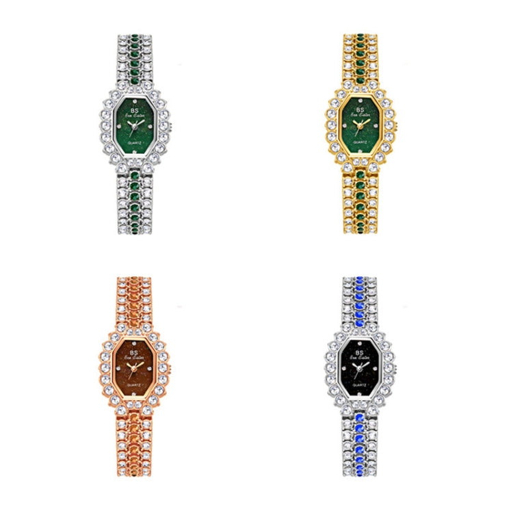 BS Bee Sister  FA1581 Niche Glitter Full Diamond Women Watch, Golden Green, Silver Blue, Rose Coffee, Silver Green