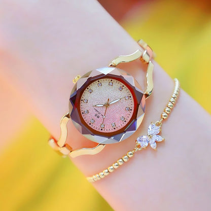 BS Bee Sister  FA1565  Aurora Star Diamond Ladies Chain Watch, Silver, Gold, Rose Gold