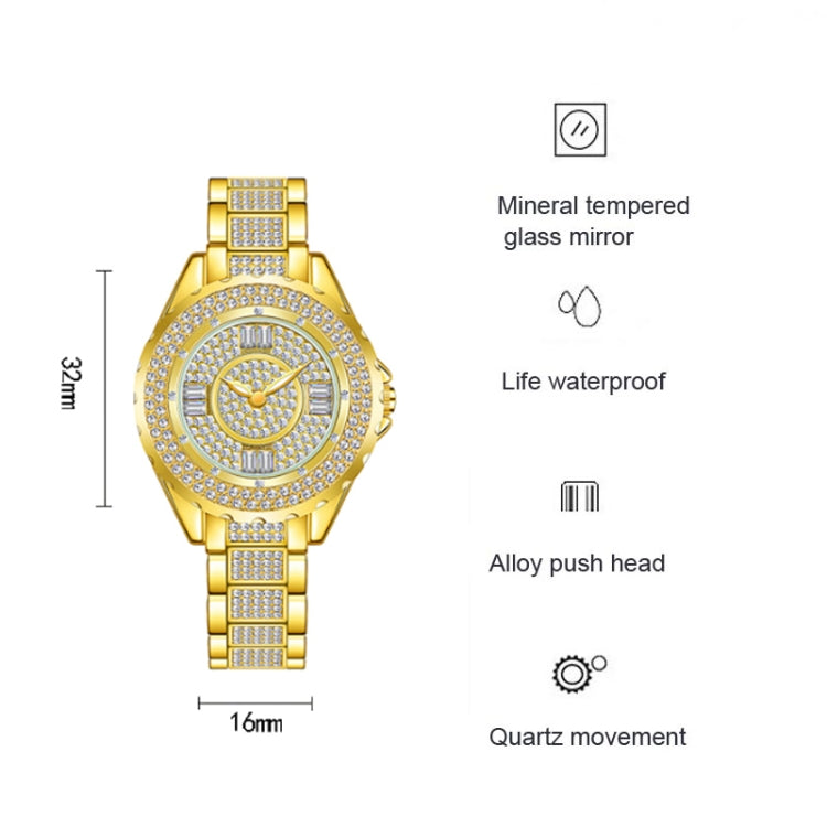 BS Bee Sister FA0917L  Niche Full Diamond Ladies Watch, Gold, Silver, Rose Gold