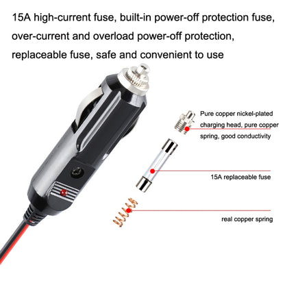 12-24V Car Cigarette Lighter Plug Extension Line, Cable Length 3.7m, 12-24V Length 370cm