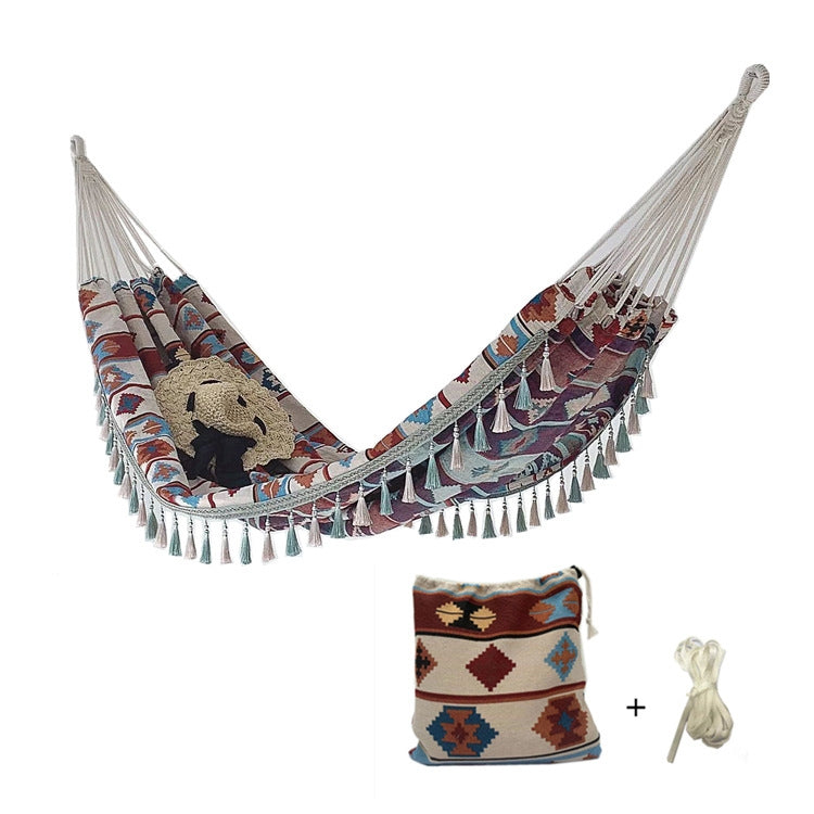 Jacquard Canvas Double Plus Hammock Outdoor Indoor Tassel Hammock, 705, 706