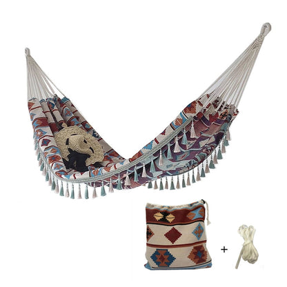 Jacquard Canvas Double Plus Hammock Outdoor Indoor Tassel Hammock, 705, 706