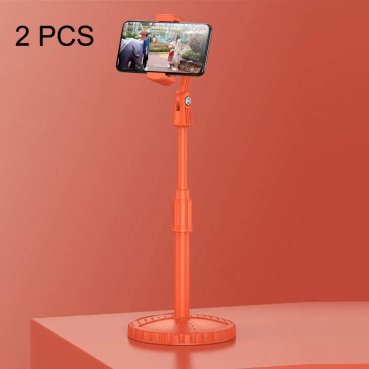 2 PCS Multifunctional Live Telescopic Mobile Phone Desktop Bracket, Classic Black, Ivory White, Dark Night Green, Active Orange, Noble Purple, Mint Green, Cherry Blossom Pink