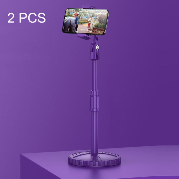 2 PCS Multifunctional Live Telescopic Mobile Phone Desktop Bracket, Classic Black, Ivory White, Dark Night Green, Active Orange, Noble Purple, Mint Green, Cherry Blossom Pink