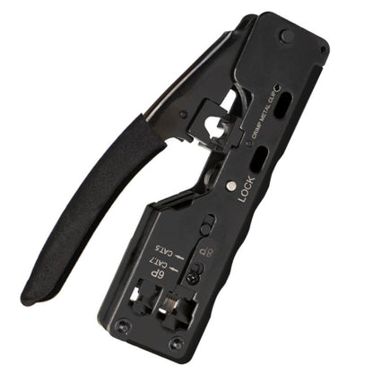6P8P Seven-type Through-hole Crystal Head  Wire Stripping Tool Network Cable Pliers, Yellow, Black