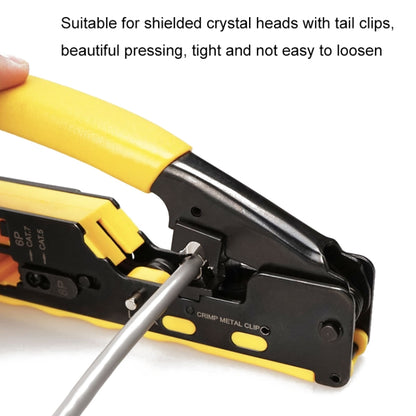 6P8P Seven-type Through-hole Crystal Head  Wire Stripping Tool Network Cable Pliers, Yellow, Black