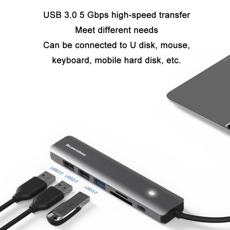 Blueendless Type-C+USB 3.0/2.0+HDMI4K HUB, Specification:, 7 in 1, 5 in 1