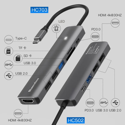 Blueendless Type-C+USB 3.0/2.0+HDMI4K HUB, Specification:, 7 in 1, 5 in 1