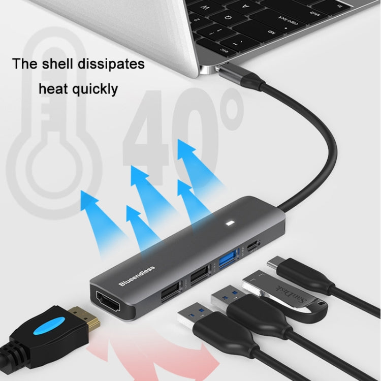 Blueendless Type-C+USB 3.0/2.0+HDMI4K HUB, Specification:, 7 in 1, 5 in 1