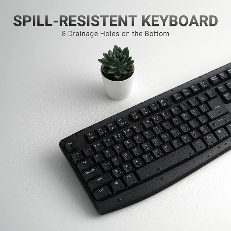 Rapoo X1800PRO 104 Keys Waterproof Multimedia Wireless Keyboard Mouse Set, Black, White