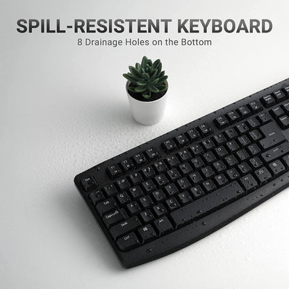 Rapoo X1800PRO 104 Keys Waterproof Multimedia Wireless Keyboard Mouse Set, Black, White