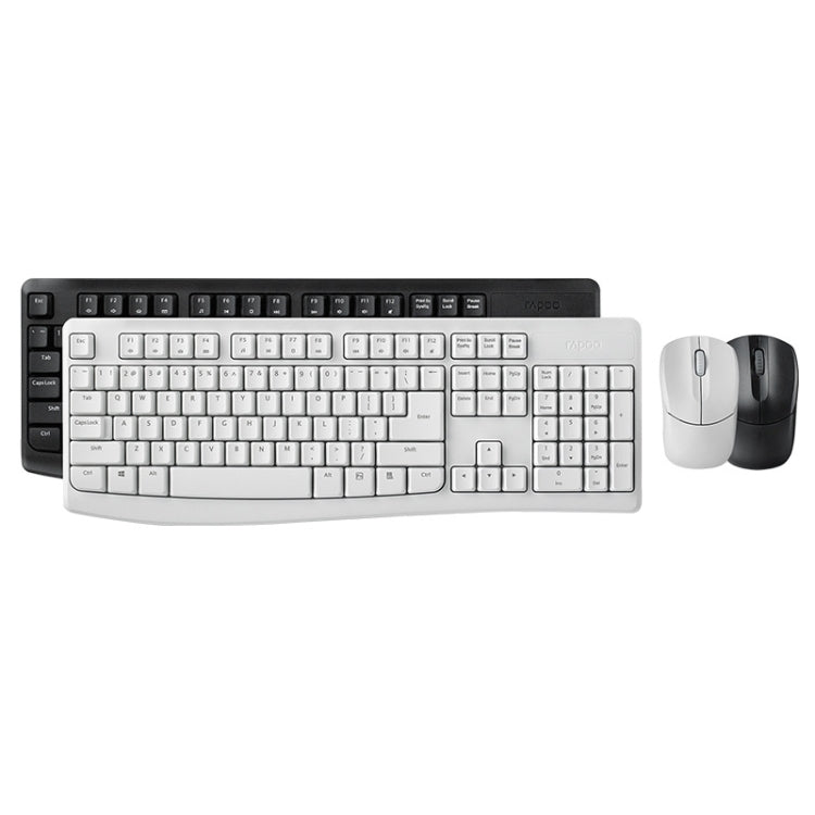 Rapoo X1800PRO 104 Keys Waterproof Multimedia Wireless Keyboard Mouse Set, Black, White