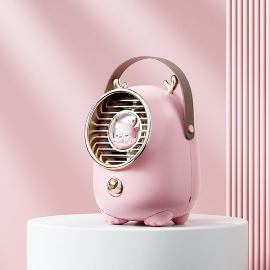 Turbine Water Cold Fan USB Desktop Humidity Spray Small Fan, Elk Pink 2000 mAh, Tanuka White 2000 mAh