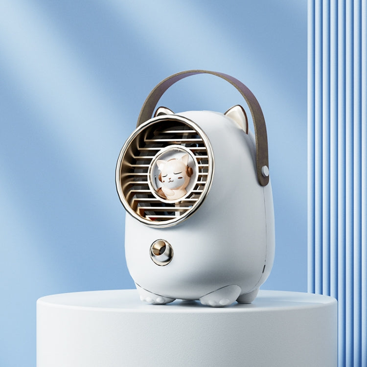 Turbine Water Cold Fan USB Desktop Humidity Spray Small Fan, Elk Pink 2000 mAh, Tanuka White 2000 mAh