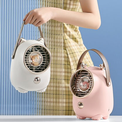Turbine Water Cold Fan USB Desktop Humidity Spray Small Fan, Elk Pink 2000 mAh, Tanuka White 2000 mAh