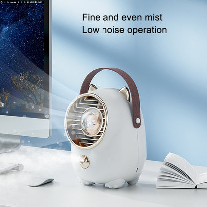 Turbine Water Cold Fan USB Desktop Humidity Spray Small Fan, Elk Pink 2000 mAh, Tanuka White 2000 mAh