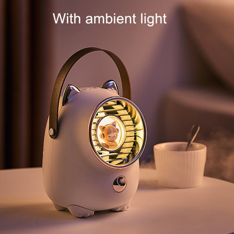 Turbine Water Cold Fan USB Desktop Humidity Spray Small Fan, Elk Pink 2000 mAh, Tanuka White 2000 mAh