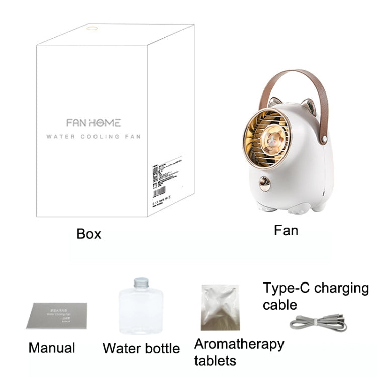 Turbine Water Cold Fan USB Desktop Humidity Spray Small Fan, Elk Pink 2000 mAh, Tanuka White 2000 mAh