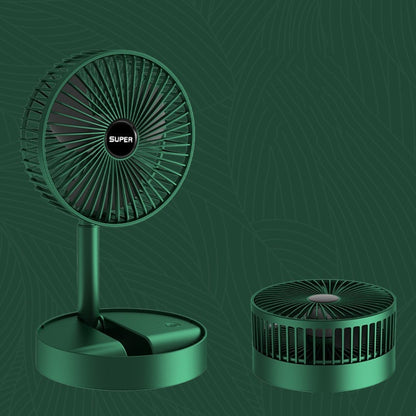 Portable Folding Fan  Retractable Floor Standing Fan,Style:, Rechargeable (Green), USB Plug In (Green)