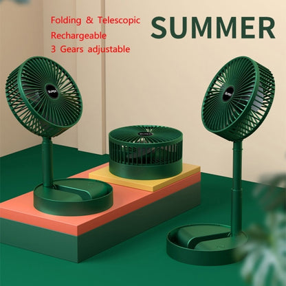 Portable Folding Fan  Retractable Floor Standing Fan,Style:, Rechargeable (Green), USB Plug In (Green)