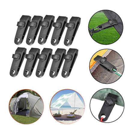Outdoor Camping Windproof Canopy Fixed Tent Clip Rope Buckle Quick Hanging Set, 10 Clips+10 Ropes, 10 Clips+10 Black Ropes, 10 Clips+10 Black Ropes+10 Silver Buckles, 10 Clips+10 Elastic Ropes+10 Black Buckles