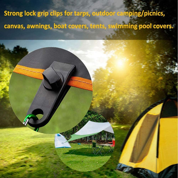 Outdoor Camping Windproof Canopy Fixed Tent Clip Rope Buckle Quick Hanging Set, 10 Clips+10 Ropes, 10 Clips+10 Black Ropes, 10 Clips+10 Black Ropes+10 Silver Buckles, 10 Clips+10 Elastic Ropes+10 Black Buckles