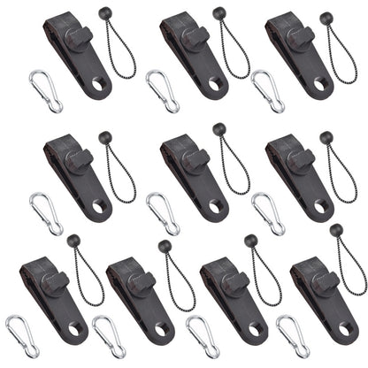 Outdoor Camping Windproof Canopy Fixed Tent Clip Rope Buckle Quick Hanging Set, 10 Clips+10 Ropes, 10 Clips+10 Black Ropes, 10 Clips+10 Black Ropes+10 Silver Buckles, 10 Clips+10 Elastic Ropes+10 Black Buckles