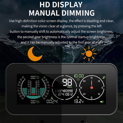 Car HUD Level Slope GPS Compass Altitude Display, M60