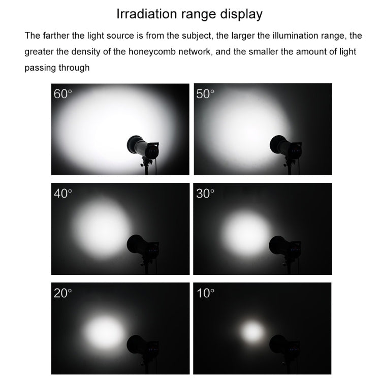 GODOX SN1002 Honeycomb Mesh Reflector Light Effect Accessory For 17cm Standard Cover, Density:, 10°, 20°, 30°, 40°, 50°, 60°