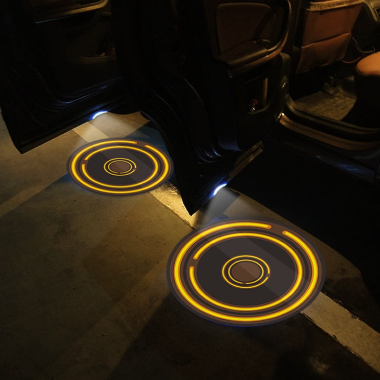 LED Infrared Induction Car Door Welcome Light Night Projection Ambient Light, Energy Circle (Blue), Energy Circle (White), Energy Circle (Yellow), Cat Claw (Yellow), Radish (Yellow), Drink (Yellow), Drink (Purple), Honor (Yellow), Honor (Purple)