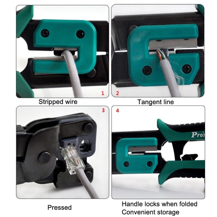 ProsKit Dual-purpose 6/8P Iron Handle Network Ratchet Crimping Plier, CP-376ER