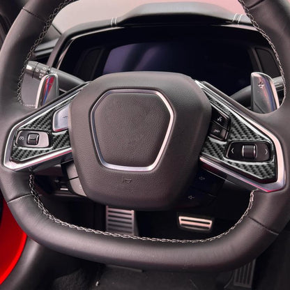 For Chevrolet Corvette C8 2pcs /Set Steering Wheel Button Frame Sticker