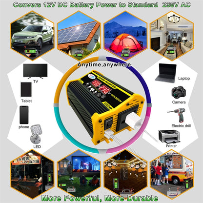 Home Solar Generator Inverter+30A Controller+18W 12V Solar Panel, Specification:, Black 12V To 220V, Black 12V To 110V, Yellow 12V To 220V, Yellow 12V To 110V