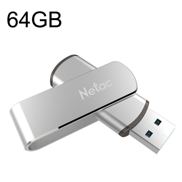 Netac U388 High Speed USB3.0 Metal Rotating Car Computer U Disk, 32GB, 64GB, 128GB