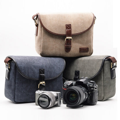 Casual SLR Camera Canvas Crossbody Bag, Gray, Blue, Khaki