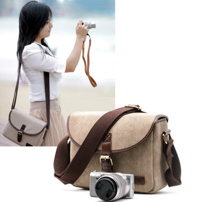 Casual SLR Camera Canvas Crossbody Bag, Gray, Blue, Khaki