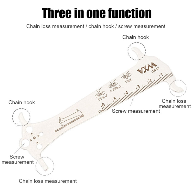 2 PCS VXM 3 In 1 Stainless Steel Mountain Bike Road Bike Chain Gauge, VXM Bike Chain Gauge