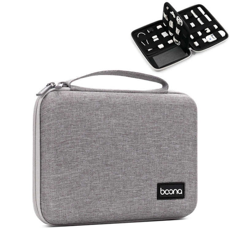 Baona BN-F018 Multifunctional Double Layer EVA Hard Shell U Disk Data Cable Storage Bag, Grey, Black