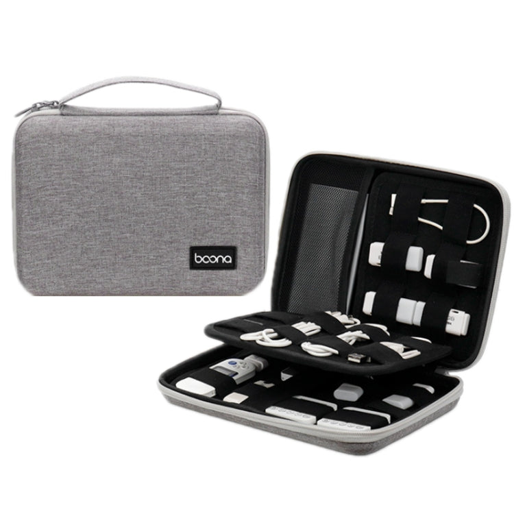 Baona BN-F018 Multifunctional Double Layer EVA Hard Shell U Disk Data Cable Storage Bag, Grey, Black