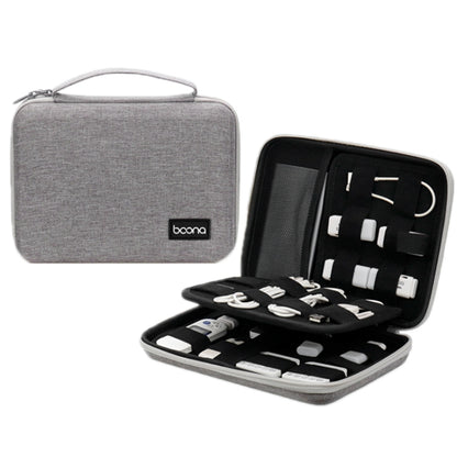 Baona BN-F018 Multifunctional Double Layer EVA Hard Shell U Disk Data Cable Storage Bag, Grey, Black