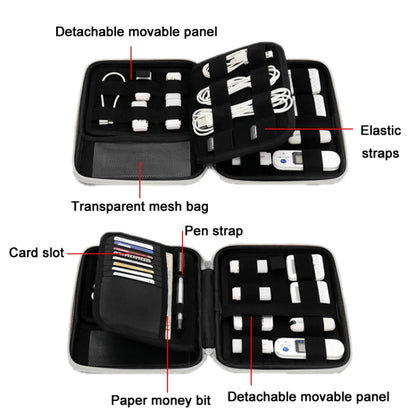 Baona BN-F018 Multifunctional Double Layer EVA Hard Shell U Disk Data Cable Storage Bag, Grey, Black
