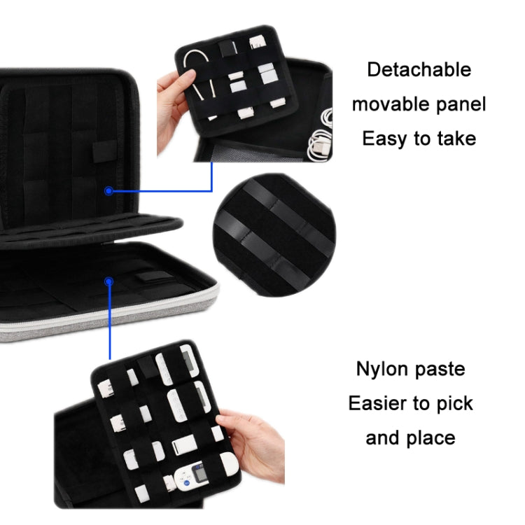 Baona BN-F018 Multifunctional Double Layer EVA Hard Shell U Disk Data Cable Storage Bag, Grey, Black