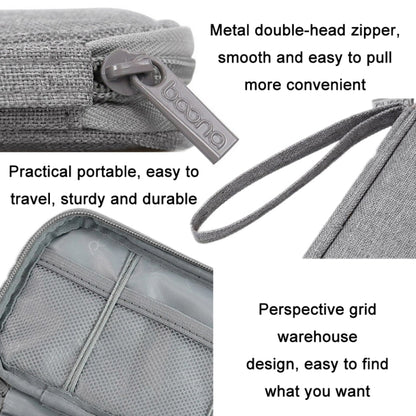 Baona BN-C004 Mini U Disk Headphone Data Cable Storage Bag, Color:, Single Layer (Gray), Single Layer (Black), Double Layer (Gray), Double Layer (Black)