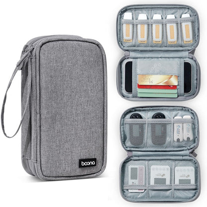 Baona BN-C004 Mini U Disk Headphone Data Cable Storage Bag, Color:, Single Layer (Gray), Single Layer (Black), Double Layer (Gray), Double Layer (Black)